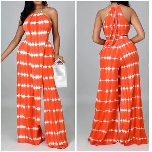 Orange & White Tie Dye Pants Set